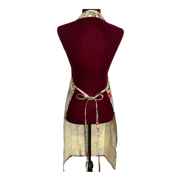 April Cornell MERRY Antique Floral Apron Cotton Canvas Christmas Holidays OS - Picture 6 of 13